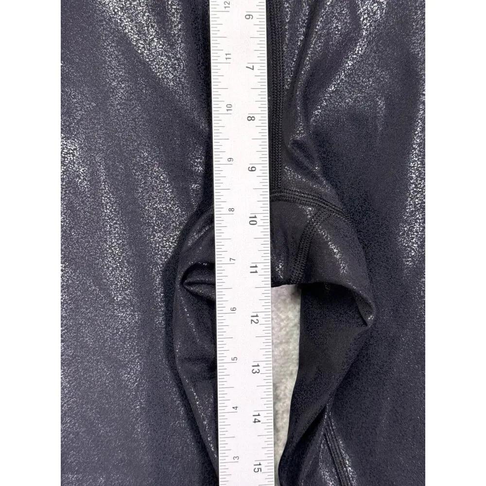 Lululemon Leggings 8 Womens Black Shiny Leather Wunder Under Crop